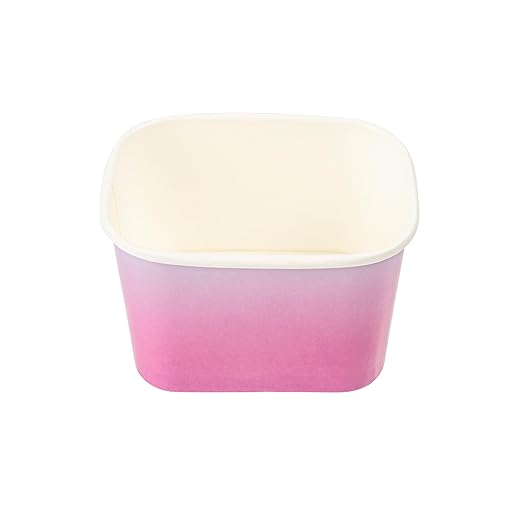 Restaurantware Paper Cups 200 Count 12 Ounce Square Disposable Ice Cream Containers, Leak-Resistant Paper Dessert To Go Cups, Hot And Cold Food, Durable Purple And Blue Ombre Design