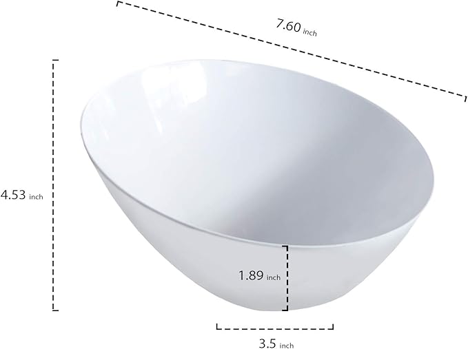 Party Essentials Disposable Hard Plastic Contemporary Angle Bowl, 4-count, 20 oz. White