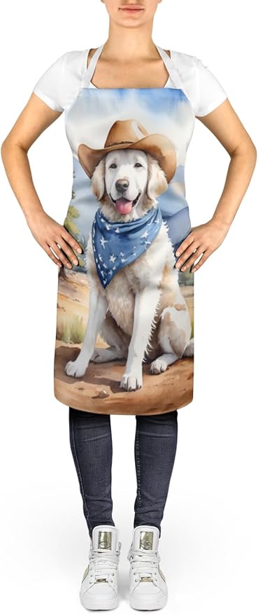 Caroline's Treasures Kuvasz Cowboy Welcome Apron Cooking Kitchen Server Baking Crafts Gardening for Adult Women Men, Unisex, Large, Multicolor