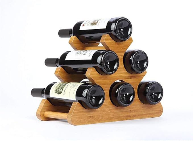 European-Style Simple Wine Rack Kitchen Desktop Space-Saving Bamboo Rack (Accommodating 6 Bottles) Narrow