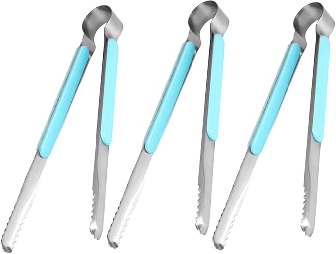 3pcs Stainless Steel Kitchen Tongs Set - 6 Inch Portable Food Serving Clips, Ideal for BBQ, Cooking, and Serving Appetizers, Non-Slip Grip