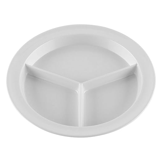 G.E.T. CP-530-W, Supermel Collection, White 9" 3-Compartment Melamine Plates (Pack of 12)