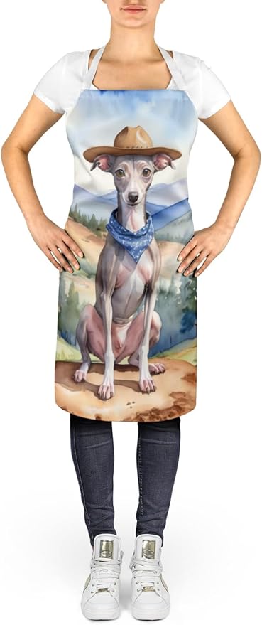 Caroline's Treasures Italian Greyhound Cowboy Welcome Apron Cooking Kitchen Server Baking Crafts Gardening for Adult Women Men, Unisex, Large, Multicolor