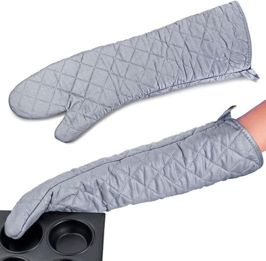 Linwnil Extra Long 23 Inch Heat Resistant Oven Gloves New Cotton Oven Mitts Kitchen Gloves High Temperature Cooking Tool BBQ Gloves (23-Inch)