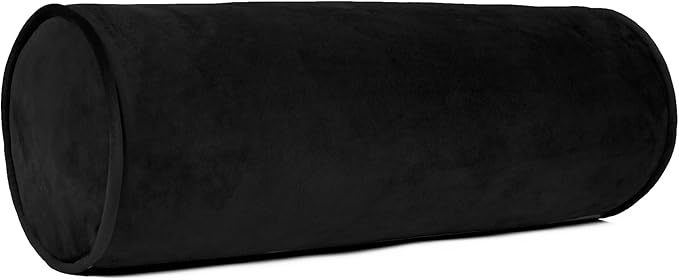 Sherry Kline Velvet Set of 2 Neck Bolster Pillow, Made with Plush Velvet, Cylinder Pillows, for Couch & Bed, Decorative Round Throw Pillow, Back & Neck Support (Set of 2, Black)