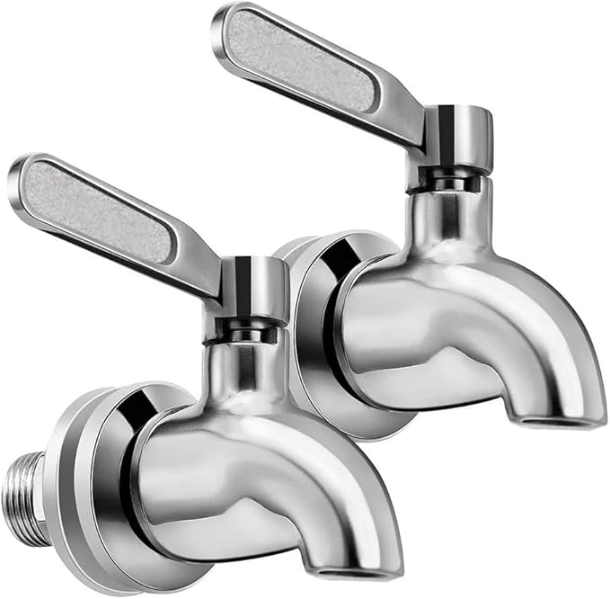 Beverage Dispenser Replacement Spigot, Stainless Steel Non-Corrosive Spout, Easy Installation Under 10-Minutes, Excellent Continuous Flow, Sturdy, Stylish Alternative for Flimsy Plastic Taps, 2 Pcs