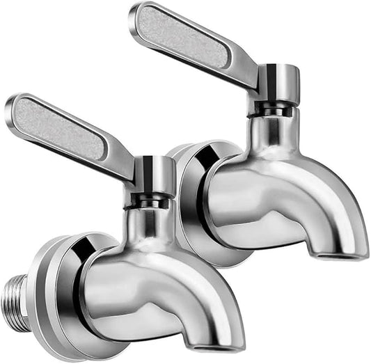 Beverage Dispenser Replacement Spigot, Stainless Steel Non-Corrosive Spout, Easy Installation Under 10-Minutes, Excellent Continuous Flow, Sturdy, Stylish Alternative for Flimsy Plastic Taps, 2 Pcs