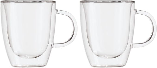 Oggi Set of 2 Double Walled Insulated 12-Ounce Borosilicate Glass Bistro Mugs