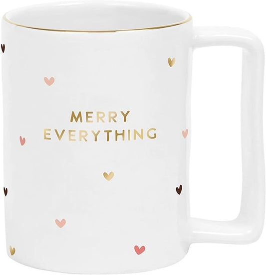 Santa Barbara Design Studio Holiday Ceramic Mug with Gold Foil Detail, 16-Ounces, Merry Everything Hearts