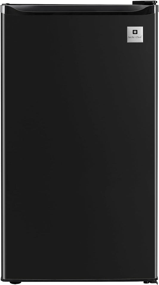 ARCTIC CHEF Mini Refrigerator-Freezer Compartment-Adjustable Thermostat Control-Reversible Doors-Ideal for Dorm, Office, RV, Garage, Apartment-Black, 3.2 CU.FT