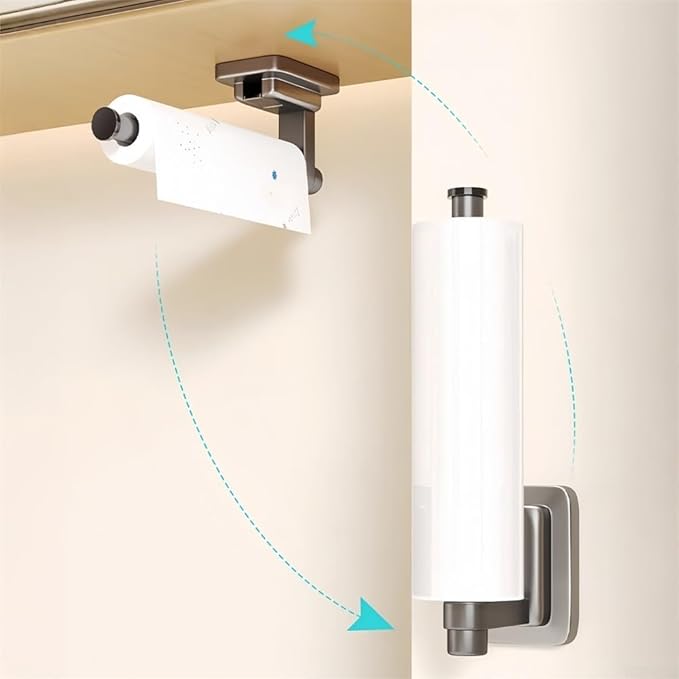 Strong Suction Cup Paper Towel Holder for Kitchen, Bathroom, or RV Wall Mount, Space Saving Tissue Roll Dispenser for Various Surfaces (2 Pcs)
