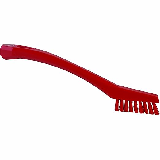 Vikan - 44014 Detail Brush, Multifunctional, Slip-Resistant Cleaning Tool, Extra Stiff Polypropylene & Polyester Bristle, 8 Inch, Red