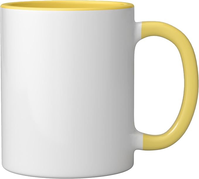 Alien with Surfboard Ceramic Mug, Yellow/White