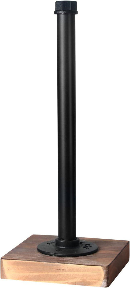 HouseAid Industrial Pipe Paper Towel Holder Stand, Free-Standing Farmhouse Kitchen Towel Holder, Rustic Paper Towel Rack for Countertop, Matte Black