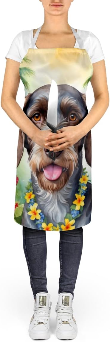 Caroline's Treasures German Wirehaired Pointer Luau Apron Cooking Kitchen Server Baking Crafts Gardening for Adult Women Men, Unisex, Large, Multicolor
