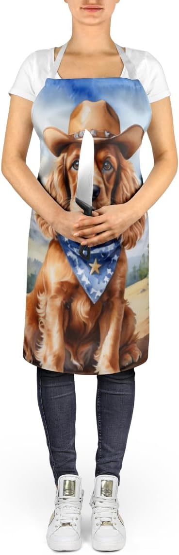 Caroline's Treasures Cocker Spaniel Cowboy Welcome Apron Cooking Kitchen Server Baking Crafts Gardening for Adult Women Men, Unisex, Large, Multicolor