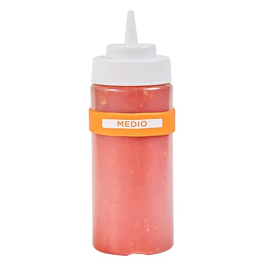 Restaurantware Silicone Squeeze Bottle Band 10 Count 2.75 Inch Dishwasher Safe Condiment Identification Band, Medium Orange Non-Slip Label Band for Condiment Labeling at Restaurants, Food Trucks