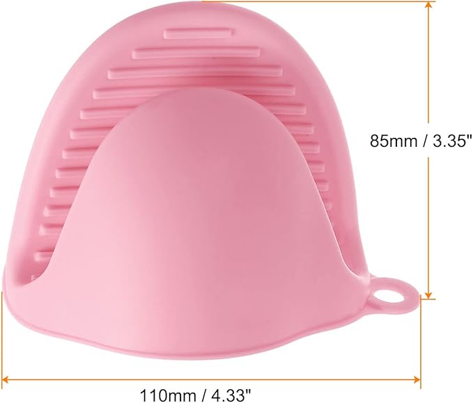 HARFINGTON 4pcs Thickened Mini Oven Gloves, Heat Resistant Silicone Oven Mitts Finger Pinch Grips Pot Holder for Kitchen, Cooking, Baking, BBQ Heat Resistant Gloves, Pink