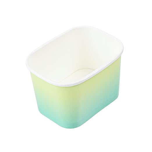 Restaurantware Paper Cups 200 Count 12 Ounce Square Disposable Ice Cream Containers, Leak-Resistant Paper Dessert To Go Cups, Hot And Cold Food, Durable Teal And Green Ombre Design