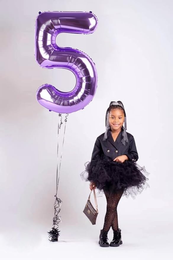 40 Inch Number 7 Balloon, 6 7 Birthday Decorations, Purple Seven Birthday Decor, 7 17 27 70 Year Old Balloon Number for Engagement, Wedding, Graduations