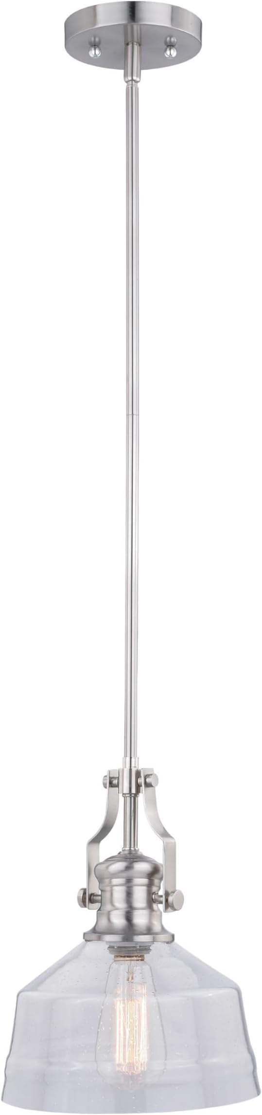VAXCEL Beloit Satin Nickel Farmhouse Mini Pendant Ceiling Light Clear Glass