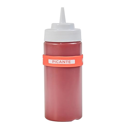 Restaurantware Silicone Squeeze Bottle Band 10 Count 2.75 Inch Dishwasher Safe Condiment Identification Band, Hot Red Non-Slip Label Band for Condiment Labeling at Restaurants, Food Trucks