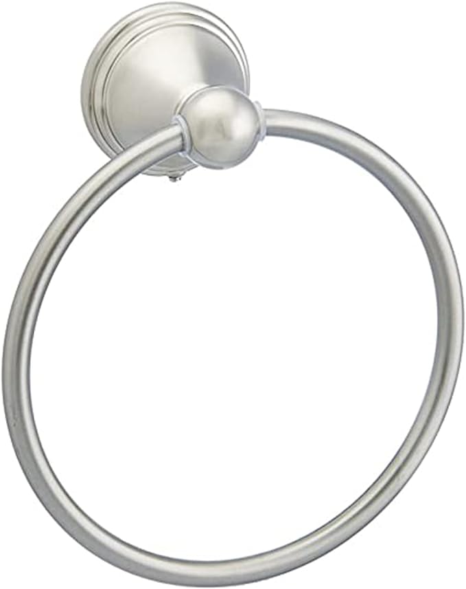 Amazon Basics 5 Piece Bathroom Hardware Set, Satin Nickel, Towel Bar, Toilet Paper Holder, Towel Ring, Robe Hook, AB-BR817-SN