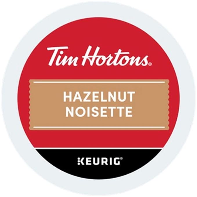 Tim Hortons Hazelnut Flavored, Medium Roast Coffee, Single-Serve K-Cup Pods Compatible with Keurig Brewers, 72ct K-Cups, 6x12ct Boxes, Red