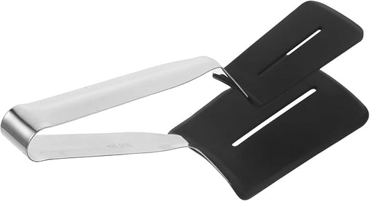 Toyvian 304 Stainless Steel Steak Clamp and Silicone Head Barbecue Tongs, Extra Thick Long Kitchen Food Flipping Tong for Grilling, Camping, and Outdoor Cooking