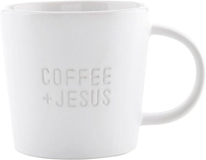 Santa Barbara Design Studio Gift Coffee Mugs Tall Debossed Matte Ceramic Coffee or Tea Cup, 14-Ounce, Coffee + Jesus