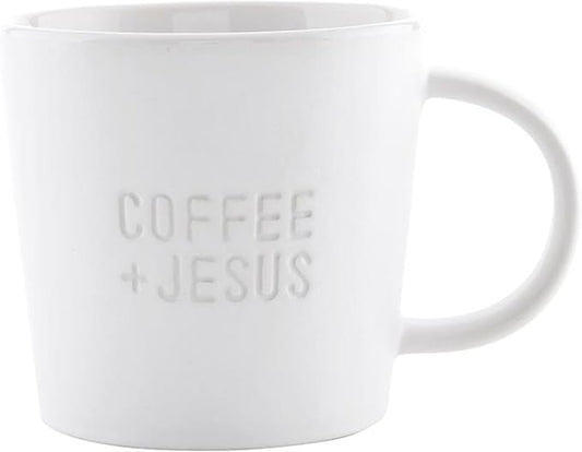 Santa Barbara Design Studio Gift Coffee Mugs Tall Debossed Matte Ceramic Coffee or Tea Cup, 14-Ounce, Coffee + Jesus