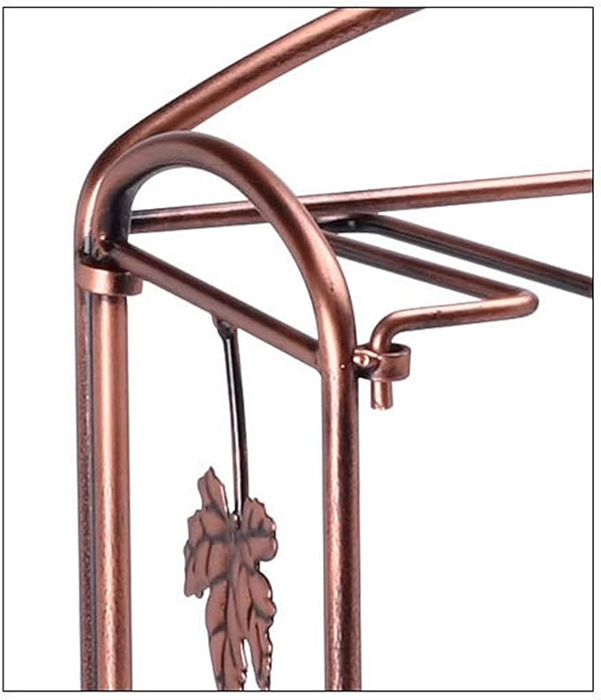Wine Glass Rack Copper Wine Rack Metal Freestanding Baroque Retro Design Desktop Goblet Rack Bottles Glass Holder for Kitchen Bar Pub