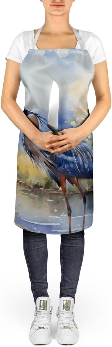 Caroline's Treasures Blue Heron Apron Cooking Kitchen Server Baking Crafts Gardening for Adult Women Men, Unisex, Large, Multicolor