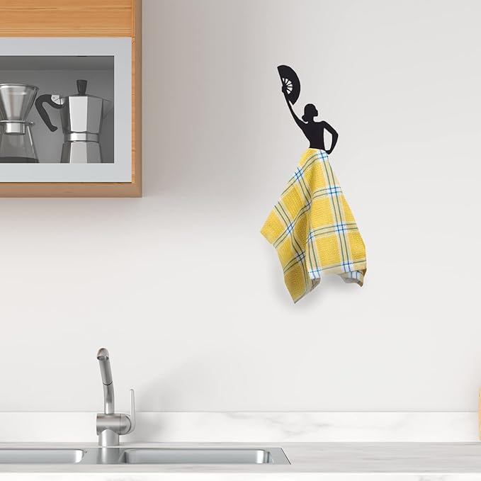 Artori Design Black Towel Hook - Hand Towel Holder for Bathroom & Kitchen - Heavy Duty Shower Hook - Flamenco Dancer Design
