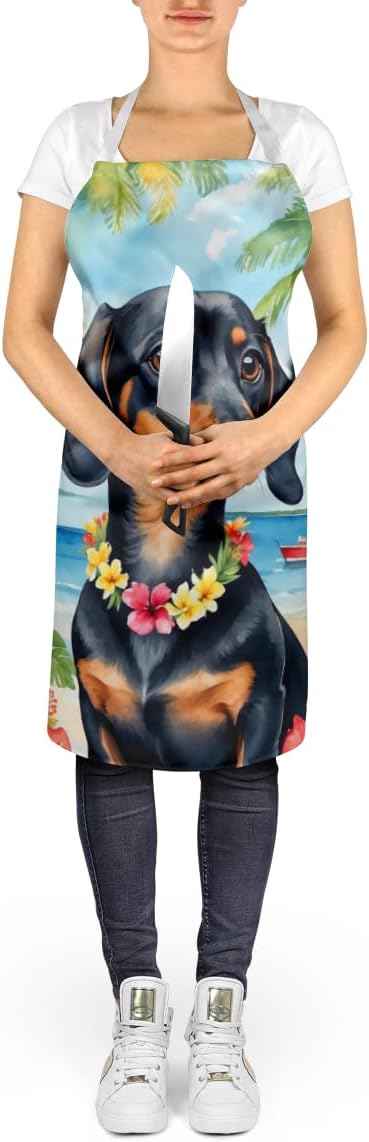 Caroline's Treasures Dachshund Luau Apron Cooking Kitchen Server Baking Crafts Gardening for Adult Women Men, Unisex, Large, Multicolor