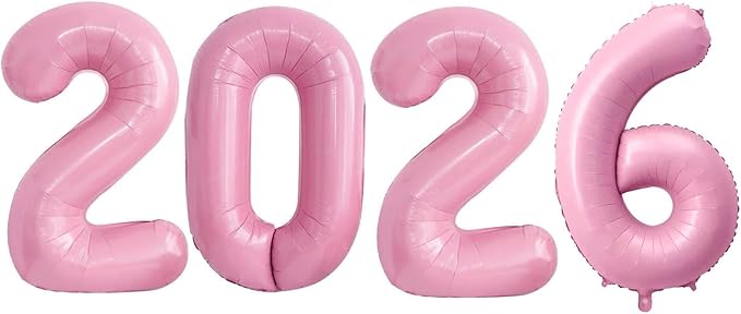GOER 2026 Foil Number Balloons for 2026 New Year Eve Festival Party Supplies Graduation Decorations (Light Pink,32 Inch)