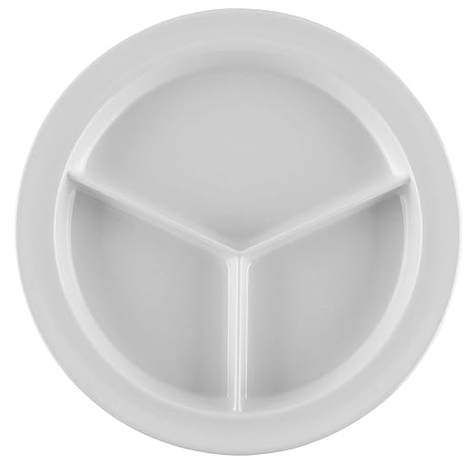 G.E.T. CP-530-W, Supermel Collection, White 9" 3-Compartment Melamine Plates (Pack of 12)