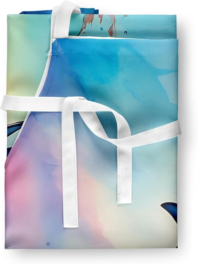 Caroline's Treasures Dolphin Apron Cooking Kitchen Server Baking Crafts Gardening for Adult Women Men, Unisex, Large, Multicolor