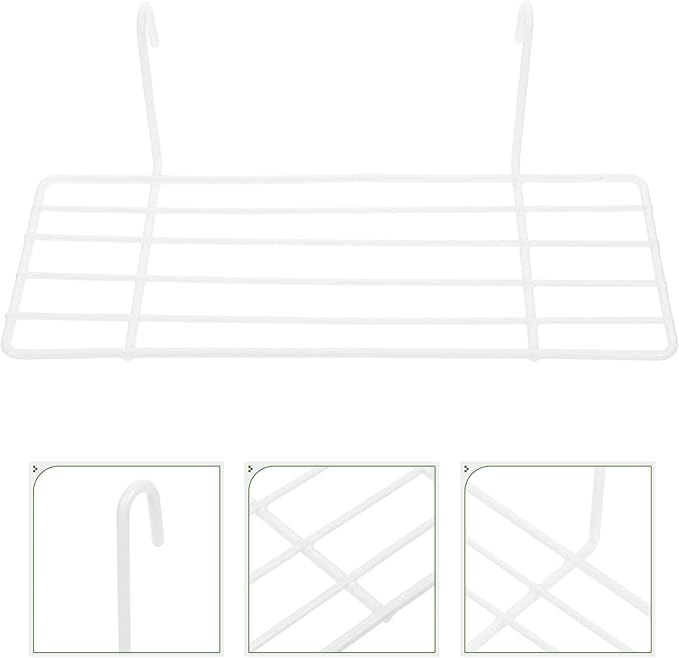 Veemoon Panel Shelf White Wire Storage Basket Rack for Organized Wall Display for Kitchens Pantries and Bathrooms Interlocking Straight Shelf Design