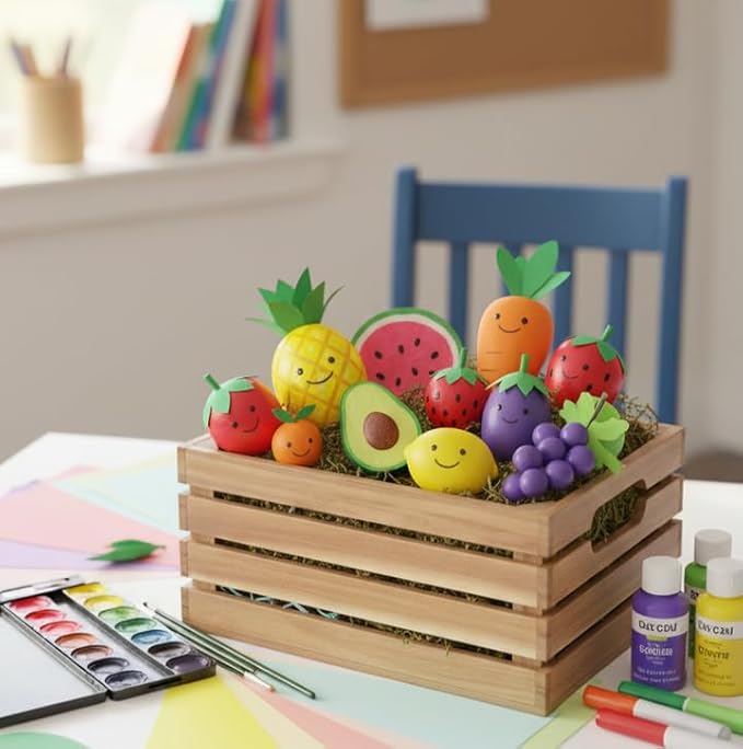 VICTORY RELAX Nesting Wood Storage Crates (Set of 3) - Natural Acacia Wood Stackable Wooden Boxes for Storage & Organization - Decorative Wooden Basket Set for Fruits, Shelving & Home Decor