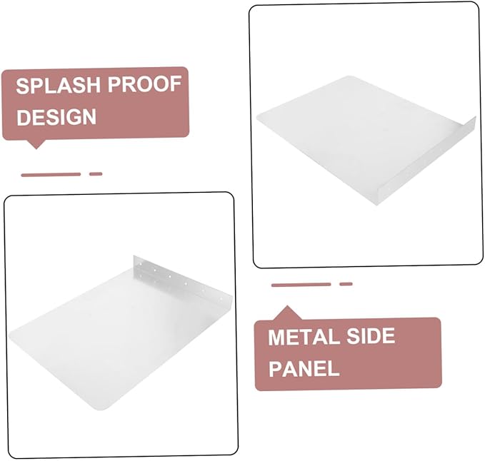 Veemoon 2 Mounted Stainless Steel Sink Splash Guard Kitchen Sink Splatter Shield Water-Resistant Side Splash Barrier for Home Use