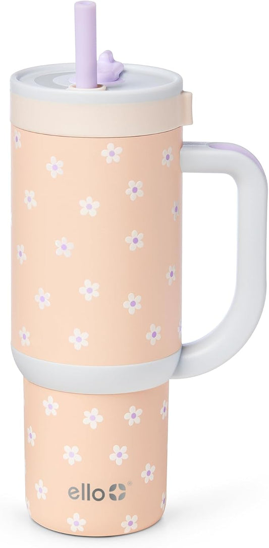 Ello Oasis 18oz Stainless Steel Tumbler - Orange Daisies