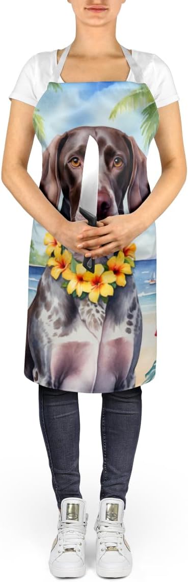 Caroline's Treasures German Shorthaired Pointer Luau Apron Cooking Kitchen Server Baking Crafts Gardening for Adult Women Men, Unisex, Large, Multicolor