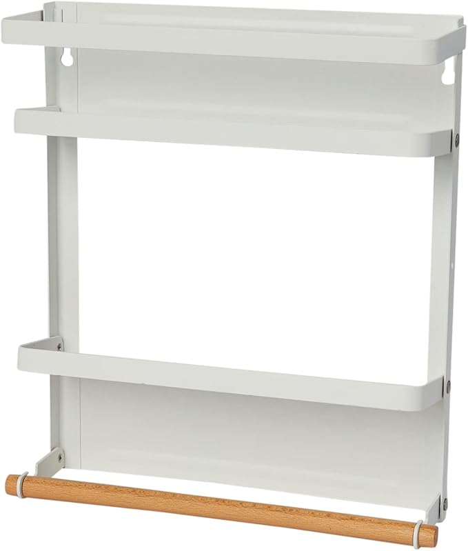 Household Essentials Metal Magnetic Organizer with Towel Rack, White