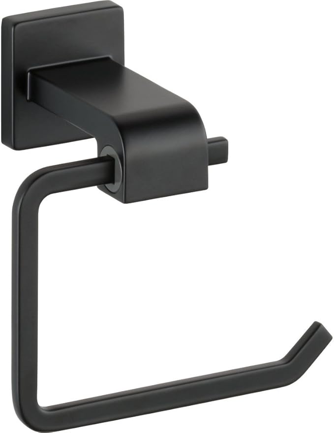 Delta Ara (1-Pack) Toilet Paper Holder Matte Black Tissue Roll Holder for Bathroom Organization and Storage Single Post Euro Toilet Tissue Holder Wall Bathroom Accessories 77550-BL