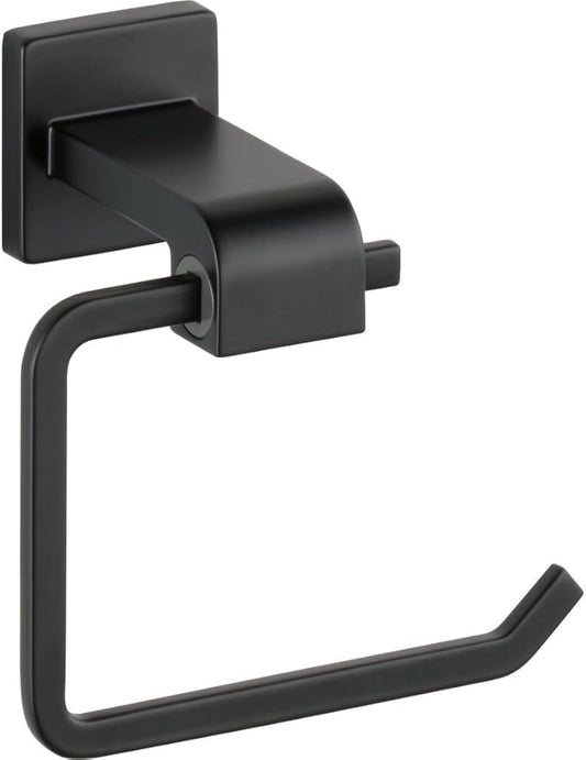Delta Ara (1-Pack) Toilet Paper Holder Matte Black Tissue Roll Holder for Bathroom Organization and Storage Single Post Euro Toilet Tissue Holder Wall Bathroom Accessories 77550-BL