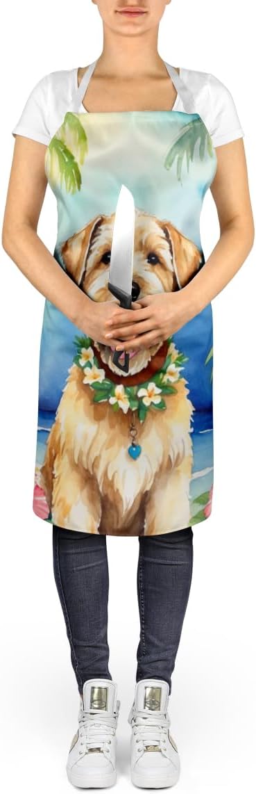 Caroline's Treasures Wheaten Terrier Luau Apron Cooking Kitchen Server Baking Crafts Gardening for Adult Women Men, Unisex, Large, Multicolor