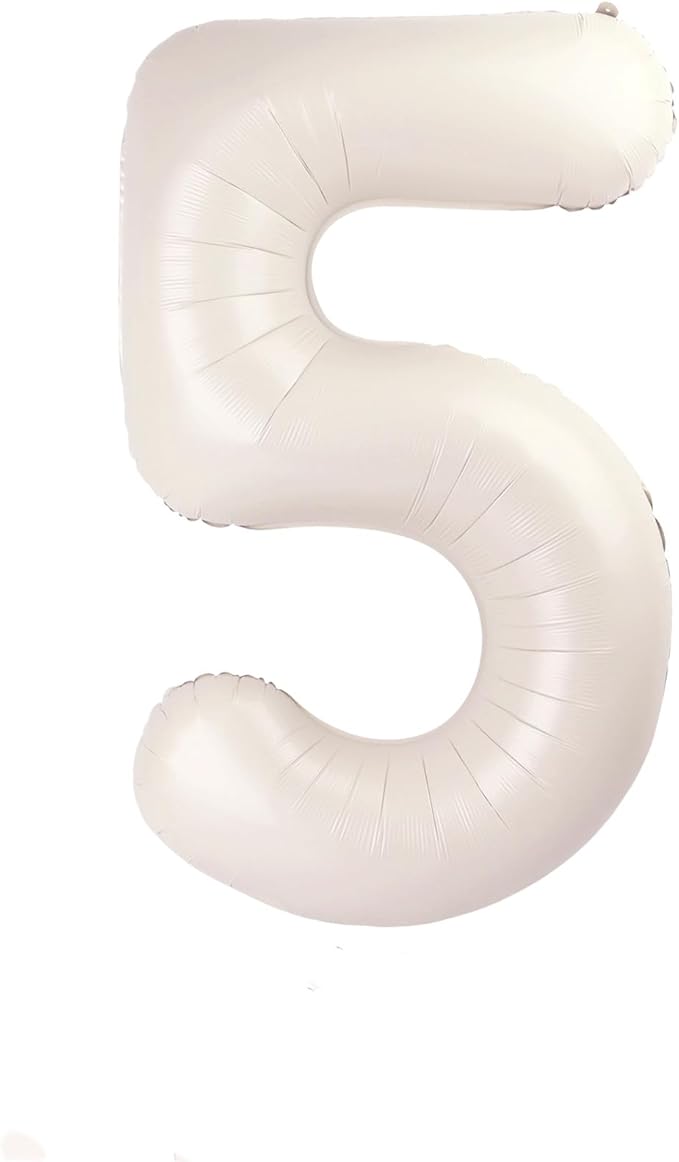 Balloon Numbers 40 Inch 5 Ballon for 5th Birthday Decorations, 15 25 35 50 Big Beige Number Balloons for Wedding Photo Shoot Party Decor