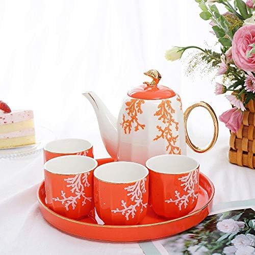 Tea Set Cups and Mugs Home Nordic Teapot Living Room Ceramics Water Fixture Five-Piece with Tray Teaware Sets