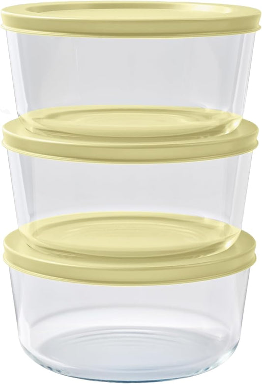 DURA LIVING 6-Piece Glass Food Storage Containers Set (3 Containers + 3 BPA-Free Lids) | 4-Cup, Leakproof | Microwave, Freezer, Oven & Dishwasher Safe | Ideal for Meal Prep & Pantry Organization